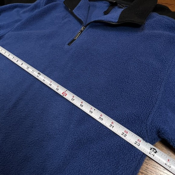 FOOT LOCKER Mens Size XL 1/4 Zip Blue and Black Fleece Pullover Sweater Jacket - Picture 6 of 7